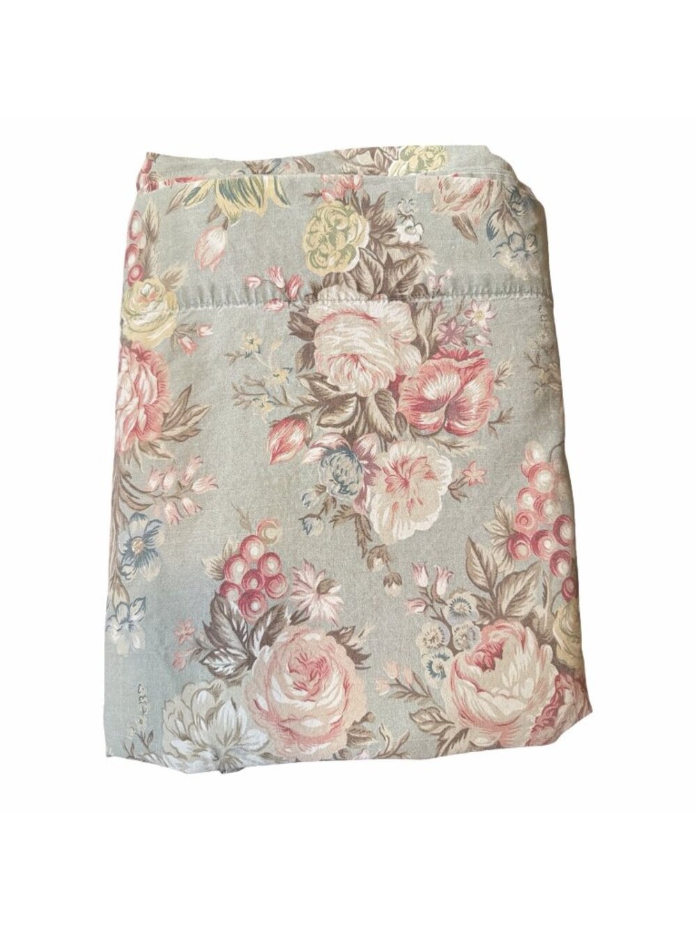 Vintage Ralph Lauren Charlotte Sage Green Floral Cotton Sheet Cottagecore queen